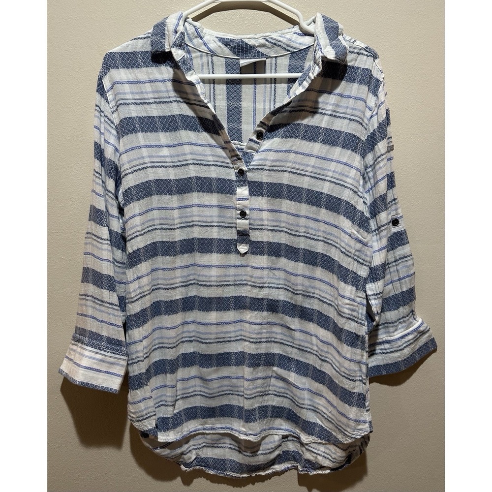 Columbia‎ Women's Summer Ease Popover Tunic Size M - Blue Dusk Stripe